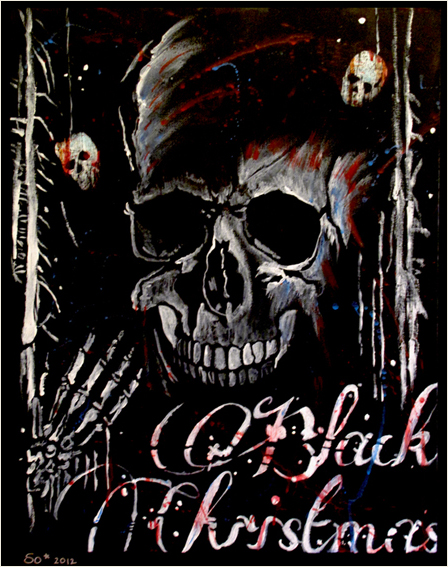 Black Xmas Original Acrylic on Canvas by Sophie Lo